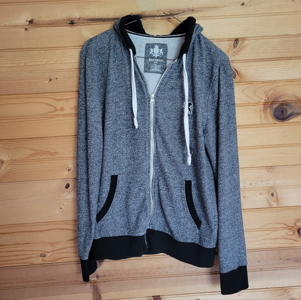 Express Men's Hoodie Black & Grey, Size S/P